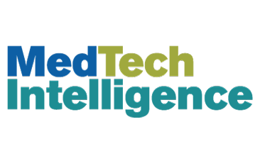 Med Tech Intelligence blue and green font logo