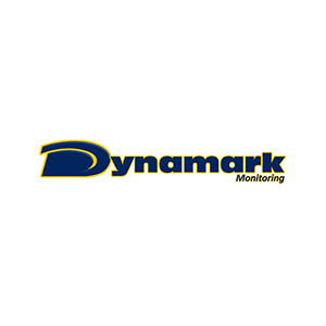 The Dynamark dark blue font with yellow outline logo