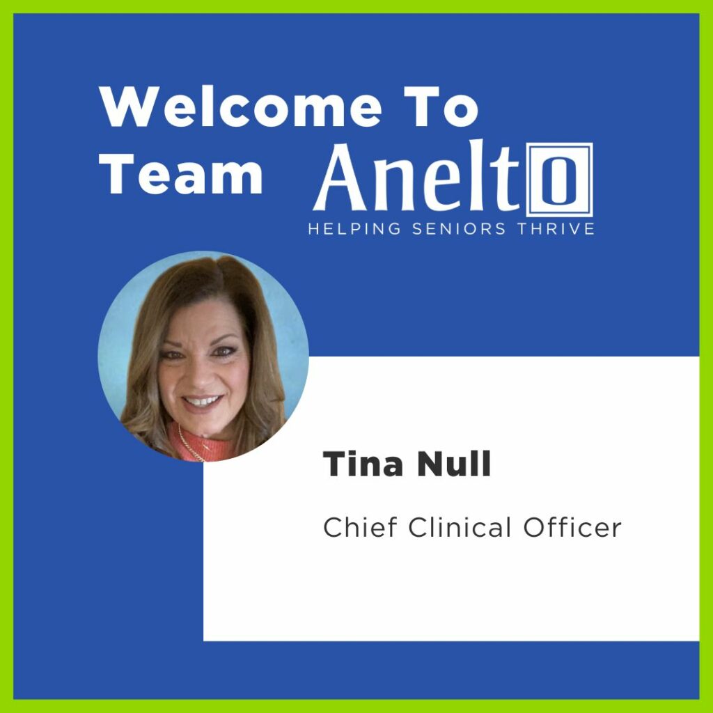 Chief Clinical Officer, Tina Null announcement banner.